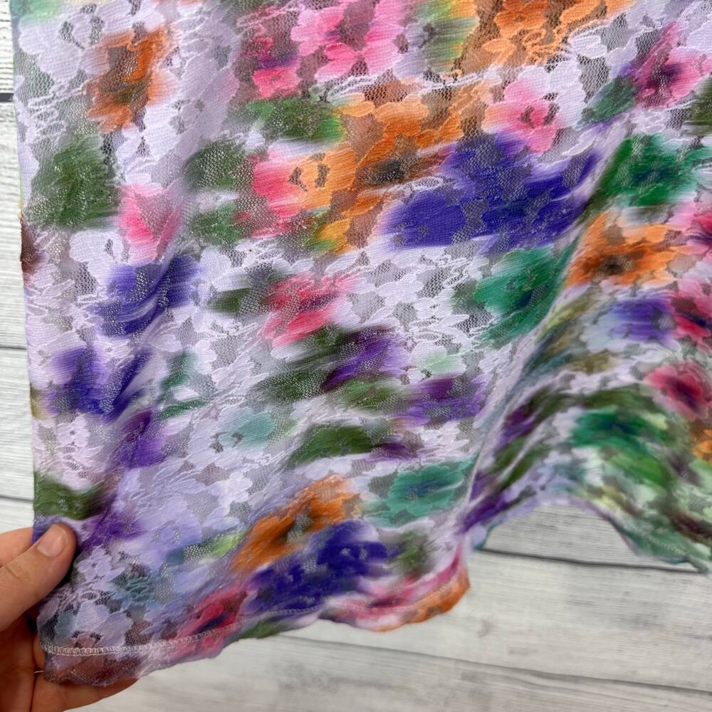 Anthropologie Multicolor Floral Tie-Dye Short Sleeve Blouse - Picture 4 of 8